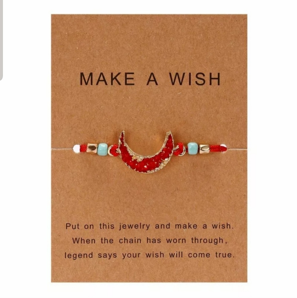 Pretty New Red Half Moon Druzy Style Bracelet♡ - Picture 4 of 4